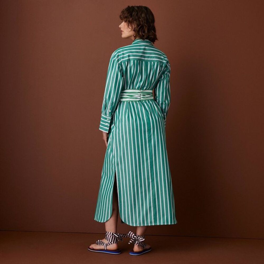 Striped Green And White Maxi Dress - Picture 3 of 4